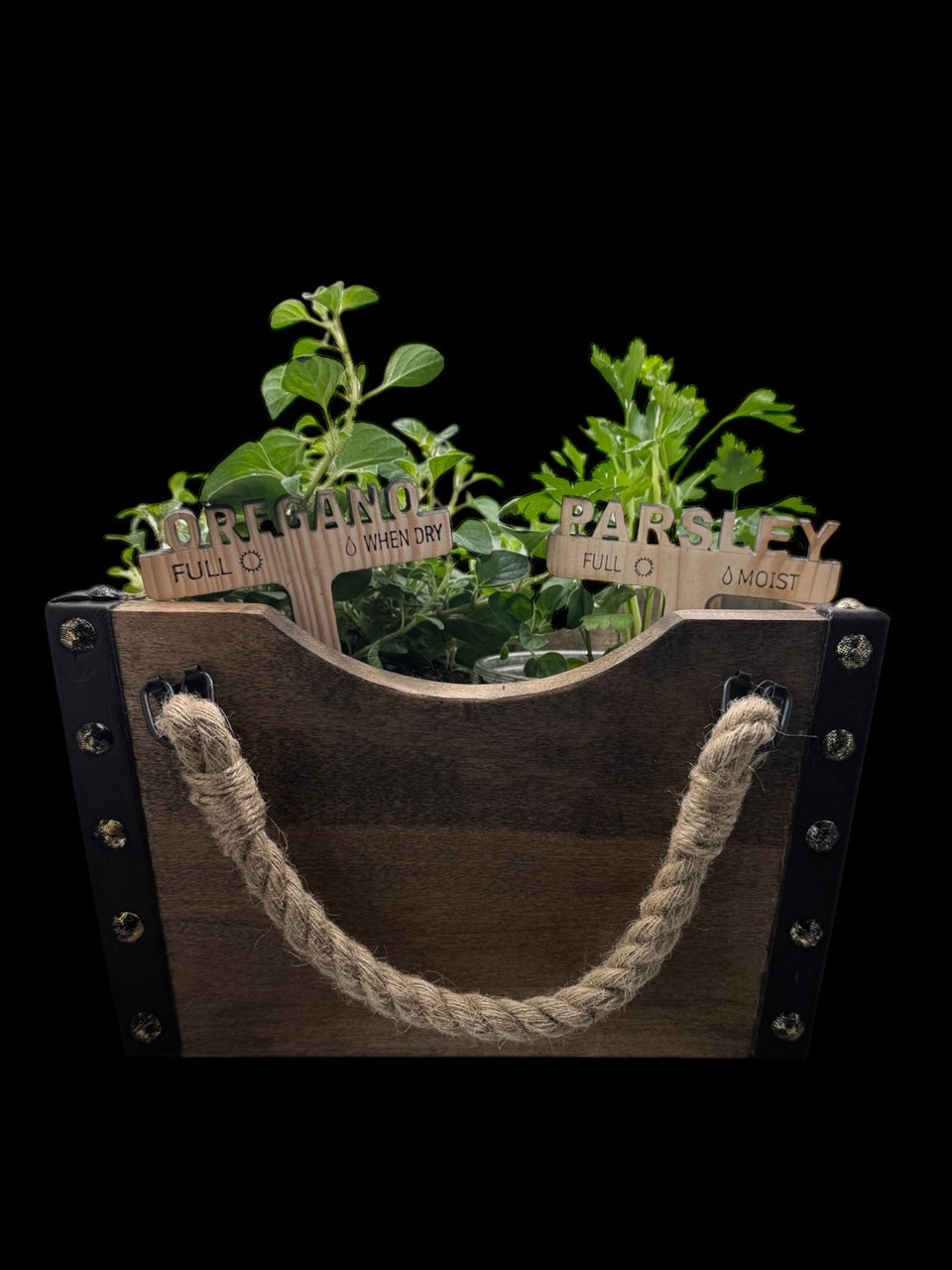 Handcrafted Maple Wood Planter Box with Leather Accent