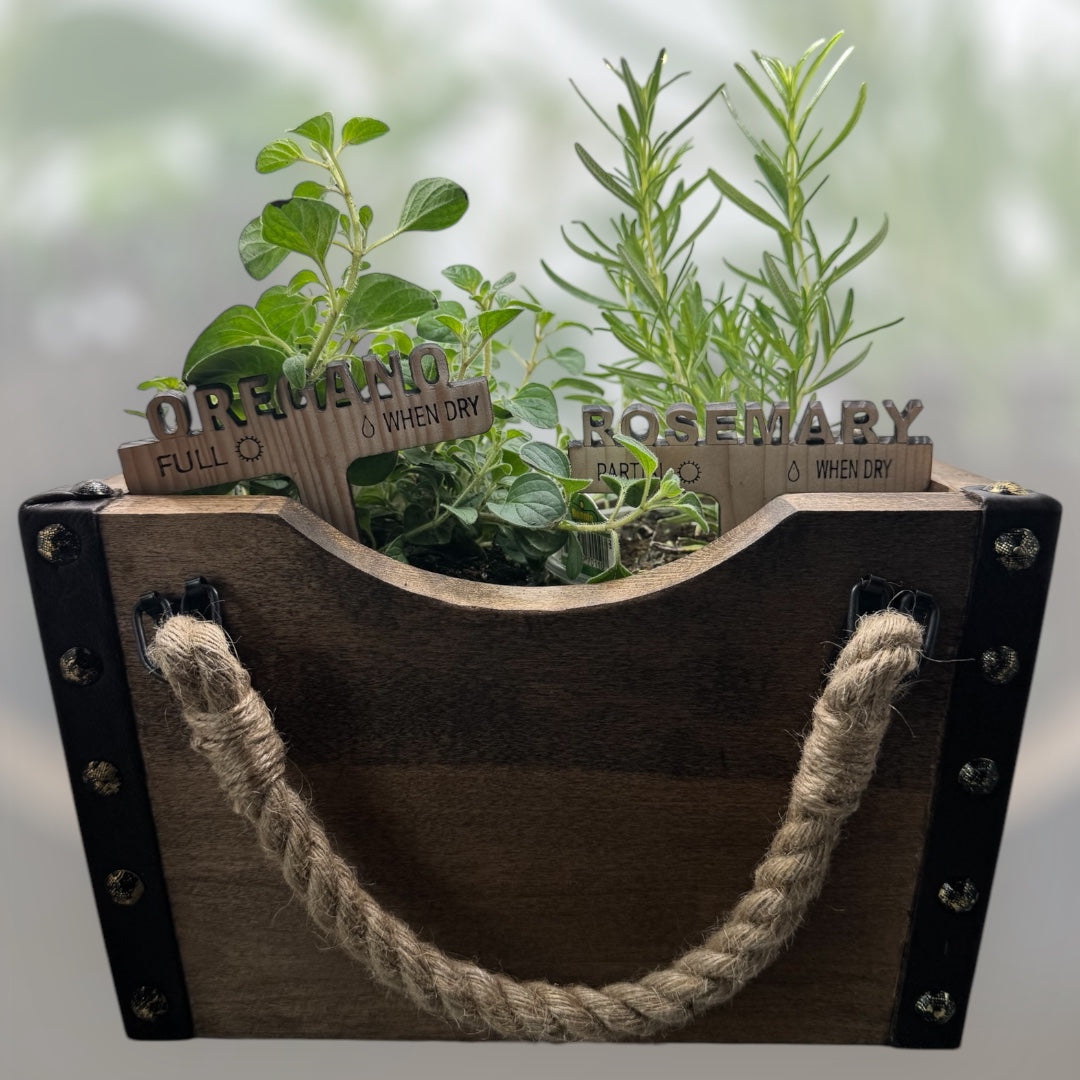 Handcrafted Maple Wood Planter Box with Leather Accent