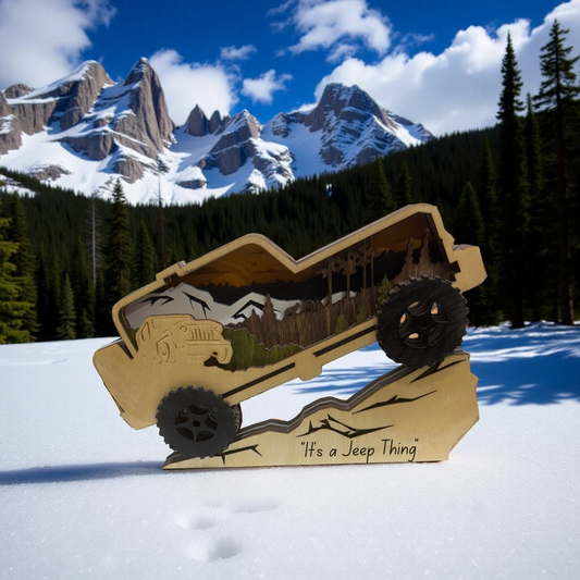 Handcrafted Wood Jeep Décor